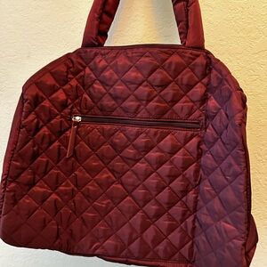 Quilted Women's Tote Bag - Burgundy